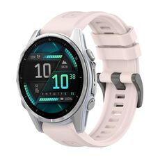 Per Garmin Fenix ​​8 AMOLED 43mm Pure Color Fibbia in acciaio 20mm Cinturino in silicone (rosa)
