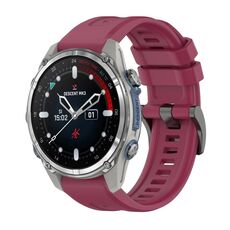 Per Garmin Descent Mk3 43mm Pure Color Fibbia in acciaio 20mm Cinturino in silicone (rosso vino)