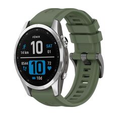 Per Garmin Fenix ​​7S Pro 42mm Pure Color Steel Buckle 20mm Cinturino in silicone (verde scuro)