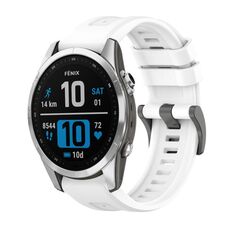 Per Garmin Fenix ​​7S Pro 42mm Pure Color Steel Buckle 20mm Cinturino in silicone (bianco)