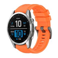 Per Garmin Fenix ​​7S Pro 42mm Pure Color Fibbia in acciaio 20mm Cinturino in silicone (arancione)