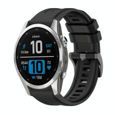 Per Garmin Fenix ​​7S Pro 42mm Pure Color Fibbia in acciaio 20mm Cinturino in silicone (nero)
