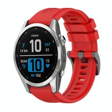 Per Garmin Fenix ​​7S Pro 42mm Pure Color Fibbia in acciaio 20mm Cinturino in silicone (rosso)