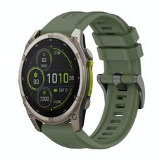 Per Garmin Fenix ​​8 MIP 51mm Pure Color Fibbia in acciaio 26mm Cinturino in silicone (verde scuro)