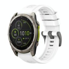 Per Garmin Fenix ​​8 MIP 51mm Pure Color Fibbia in acciaio 26mm Cinturino in silicone (bianco)