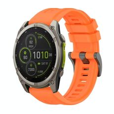 Per Garmin Fenix ​​8 MIP 51mm Pure Color Fibbia in acciaio 26mm Cinturino in silicone (arancione)