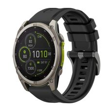 Per Garmin Fenix ​​8 MIP 51mm Pure Color Fibbia in acciaio 26mm Cinturino in silicone (nero)