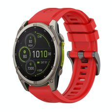 Per Garmin Fenix ​​8 MIP 51mm Pure Color Fibbia in acciaio 26mm Cinturino in silicone (rosso)