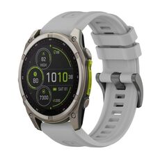 Per Garmin Fenix ​​8 MIP 51mm Pure Color Fibbia in acciaio 26mm Cinturino in silicone (grigio)