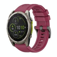 Per Garmin Fenix ​​8 MIP 51mm Pure Color Fibbia in acciaio 26mm Cinturino in silicone (rosso vino)
