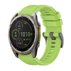 Per Garmin Fenix ​​8 MIP 51mm Pure Color Fibbia in acciaio 26mm Cinturino in silicone (Lime)