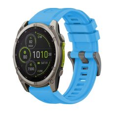Per Garmin Fenix ​​8 MIP 51mm Pure Color Fibbia in acciaio 26mm Cinturino in silicone (blu cielo)