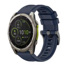 Per Garmin Fenix ​​8 MIP 51mm Pure Color Fibbia in acciaio 26mm Cinturino in silicone (blu notte)