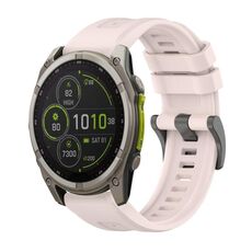 Per Garmin Fenix ​​8 MIP 51mm Pure Color Fibbia in acciaio 26mm Cinturino in silicone (rosa)