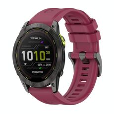Per Garmin Enduro 3 Pure Color Steel Buckle 26mm Cinturino in silicone (rosso vino)