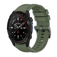 Per Garmin Descent Mk3i 51mm Pure Color Fibbia in acciaio 26mm Cinturino in silicone (verde scuro)