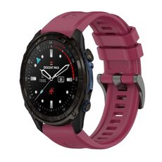 Per Garmin Descent Mk3i 51mm Pure Color Fibbia in acciaio 26mm Cinturino in silicone (rosso vino)