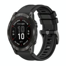 Per Garmin Fenix ​​7X Pro 51mm Pure Color Fibbia in acciaio 26mm Cinturino in silicone (nero)