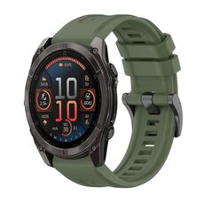 Per Garmin Fenix ​​8 AMOLED 47mm Pure Color Fibbia in acciaio 22mm Cinturino in silicone (verde scuro)