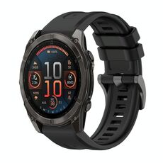 Per Garmin Fenix ​​8 AMOLED 47mm Pure Color Fibbia in acciaio 22mm Cinturino in silicone (nero)