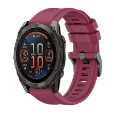 Per Garmin Fenix ​​8 AMOLED 47mm Pure Color Fibbia in acciaio 22mm Cinturino in silicone (rosso vino)
