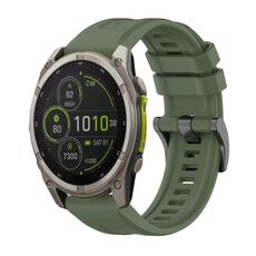 Per Garmin Fenix ​​8 MIP 47mm Pure Color Fibbia in acciaio 22mm Cinturino in silicone (verde scuro)