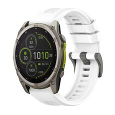 Per Garmin Fenix ​​8 MIP 47mm Pure Color Fibbia in acciaio 22mm Cinturino in silicone (bianco)