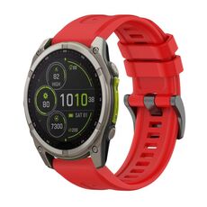 Per Garmin Fenix ​​8 MIP 47mm Pure Color Fibbia in acciaio 22mm Cinturino in silicone (rosso)
