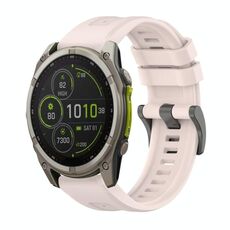 Per Garmin Fenix ​​8 MIP 47mm Pure Color Fibbia in acciaio 22mm Cinturino in silicone (rosa)