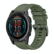 Per Garmin Fenix ​​E 47mm Pure Color Steel Buckle 22mm Cinturino in silicone (verde scuro)