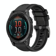 Per Garmin Fenix ​​E 47mm Pure Color Steel Buckle 22mm Cinturino in silicone (nero)