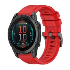 Per Garmin Fenix ​​E 47mm Pure Color Fibbia in acciaio 22mm Cinturino in silicone (rosso)