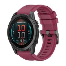 Per Garmin Fenix ​​E 47mm Pure Color Steel Buckle 22mm Cinturino in silicone (rosso vino)