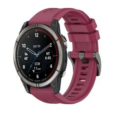 Per Garmin Quatix 7 Pro Pure Color Steel Buckle 22mm Cinturino in silicone (rosso vino)
