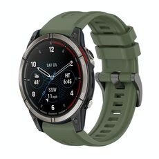 Per Garmin Quatix 7 Pure Color Steel Buckle 22mm Cinturino in silicone (verde scuro)