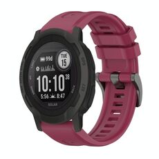 Per Garmin Instinct 2 Solar Pure Color Steel Buckle 22mm Cinturino in silicone (rosso vino)