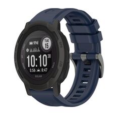 Per Garmin Instinct 2 Solar Pure Color Steel Buckle 22mm Cinturino in silicone (blu notte)