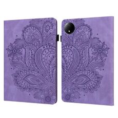 Per Xiaomi Redmi Pad SE 8.7 Custodia in pelle con motivo in rilievo di pavone (viola)