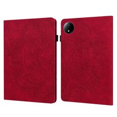Per Xiaomi Redmi Pad SE 8.7 Custodia in pelle con motivo in rilievo di pavone per tablet (rosso)