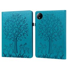 Per Xiaomi Redmi Pad SE 8.7 Custodia in pelle goffrata con motivo albero e cervo (blu)