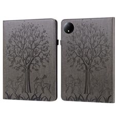 Per Xiaomi Redmi Pad SE 8.7 Custodia in pelle goffrata con motivo albero e cervo (grigio)