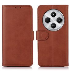 Per Redmi 14C 4G Custodia per telefono in pelle con texture di mucca (marrone)