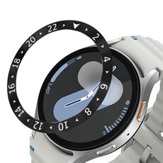 Per Samsung Galaxy Watch 7 44mm Style C Smart Watch Quadrante Anello di Copertura in Acciaio Inossidabile (Nero)