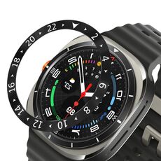 Per Samsung Galaxy Watch Ultra 47mm Style C Smart Watch Quadrante Anello di Copertura in Acciaio Inossidabile (Nero)