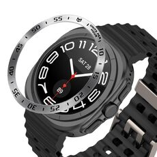 Per Samsung Galaxy Watch Ultra 47mm Stile A Smart Watch Quadrante Acciaio Inossidabile Anello di Copertura (Argento)