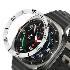 Per Samsung Galaxy Watch Ultra 47mm Style B Smart Watch Quadrante Acciaio Inossidabile Anello di Copertura (Argento)