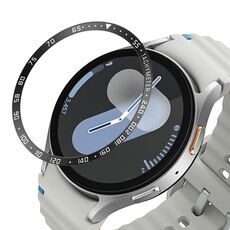 Per Samsung Galaxy Watch 7 44mm Style E Smart Watch Quadrante Anello di Copertura in Acciaio Inossidabile (Nero)