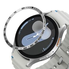 Per Samsung Galaxy Watch 7 44mm Style E Smart Watch Quadrante Anello di Copertura in Acciaio Inossidabile (Argento)