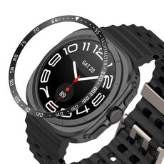 Per Samsung Galaxy Watch Ultra 47mm Style E Smart Watch Quadrante Anello di Copertura in Acciaio Inossidabile (Nero)