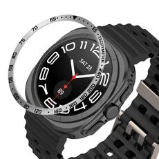 Per Samsung Galaxy Watch Ultra 47mm Style E Smart Watch Quadrante Anello di Copertura in Acciaio Inossidabile (Argento)